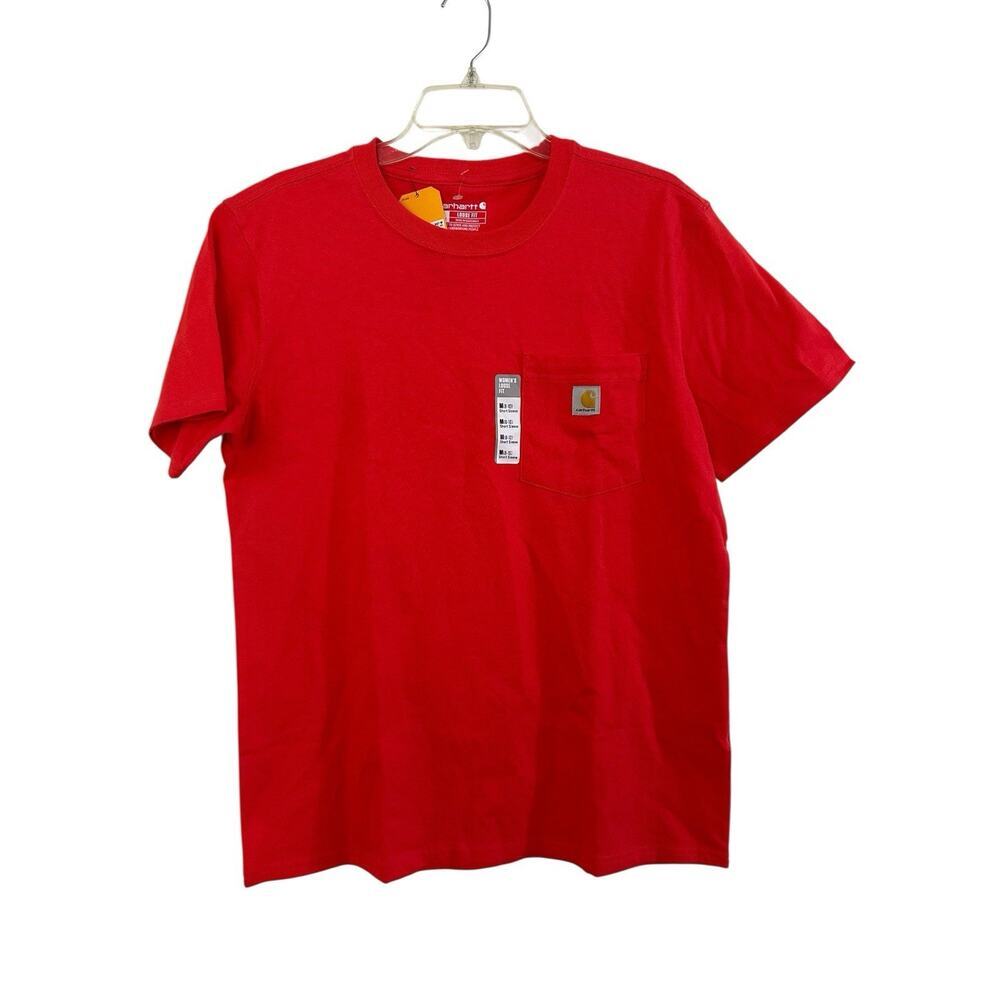 Carhartt Shirt Women Medium Orange Heavyweight Loose Fit Pocket Tee Workwear NWT